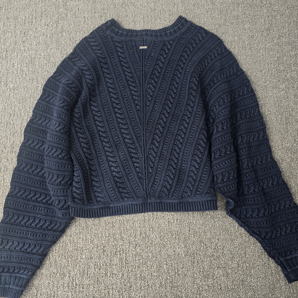 The Normal Brand Womens Navy Apres Chevron Sweater Dolman Sleeve L NWT - Picture 8 of 9